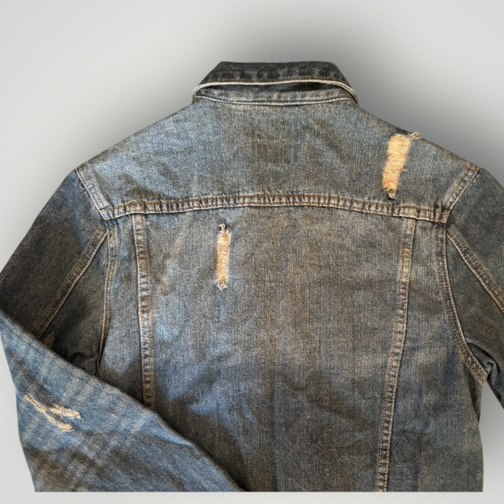 Agile Denim Mens Distressed Blue Jean Trucker Jacket Size M - Picture 4 of 11